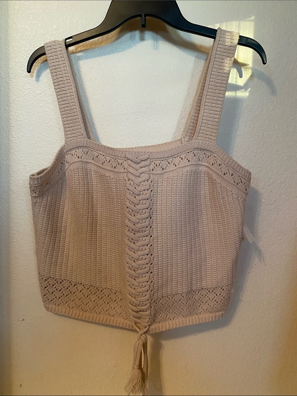 RYEGRASS Square-Neck Cropped Knit Sweater Tank Top - Cream